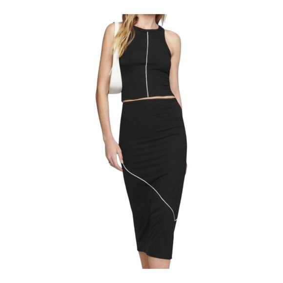 Reformation Lydia Lightweight Jersey Knit Midi Skirt in Black Y2K Women's Medium - Picture 1 of 7